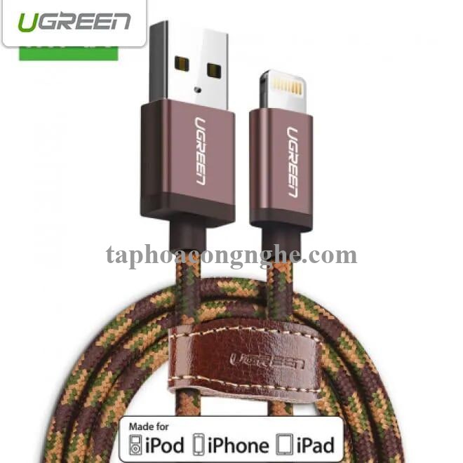 Ugreen 40688 0.5M màu Nâu Cáp Lightning sạc + truyền dữ liệu cho iPhone US247 30040688